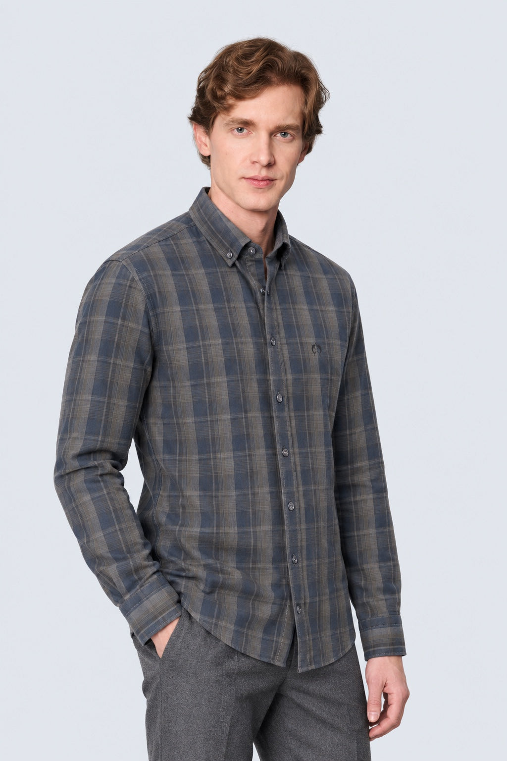 Button‑Down‑Hemd aus Baumwolle mit Karomuster in anthra check 5, Ansicht 2