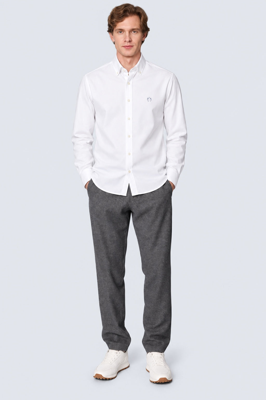 Performance‑Hemd mit Under Button‑Down Kragen in white