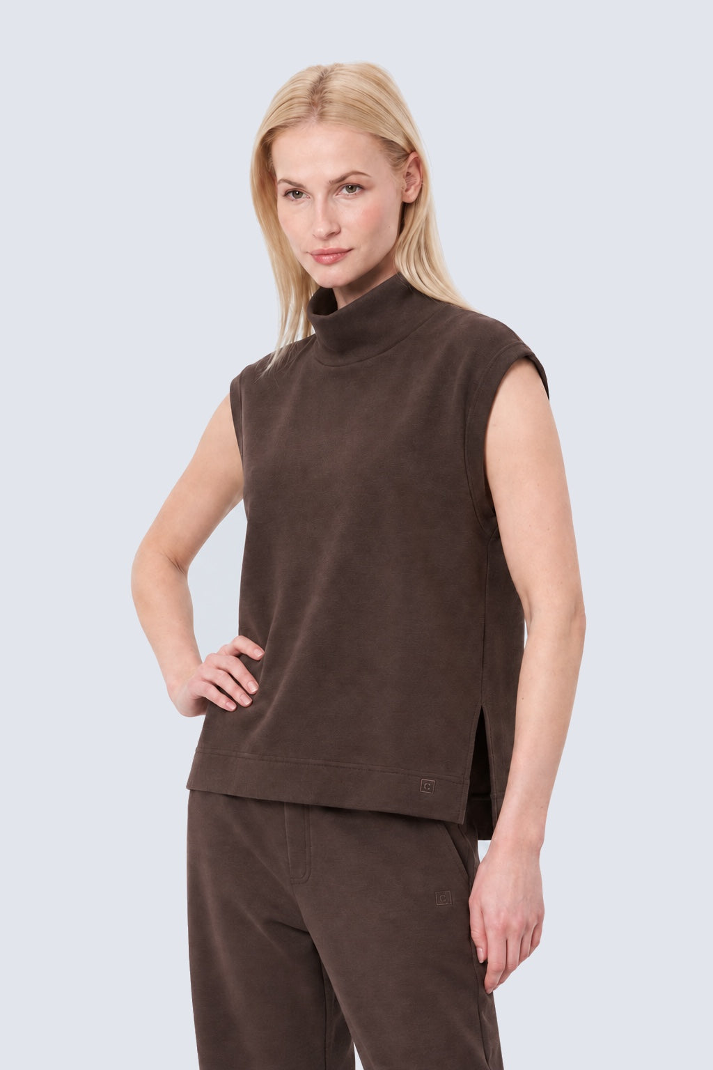 Pullunder aus Baumwoll‑Mix mit Stehkragen in brown, Ansicht 2