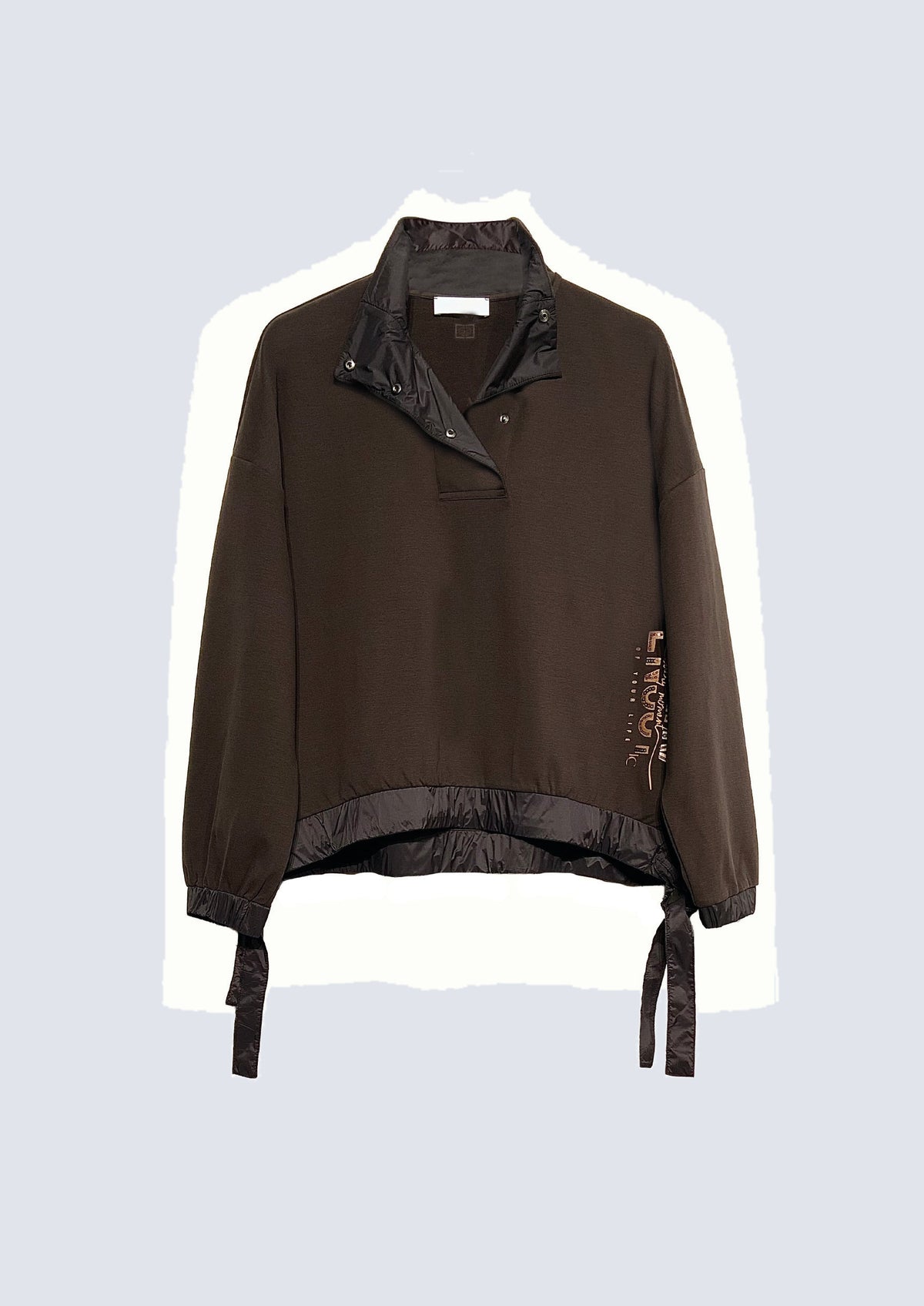 Sweatshirt aus Baumwoll‑Mix mit Stehkragen und Kontrastdetai – 43700