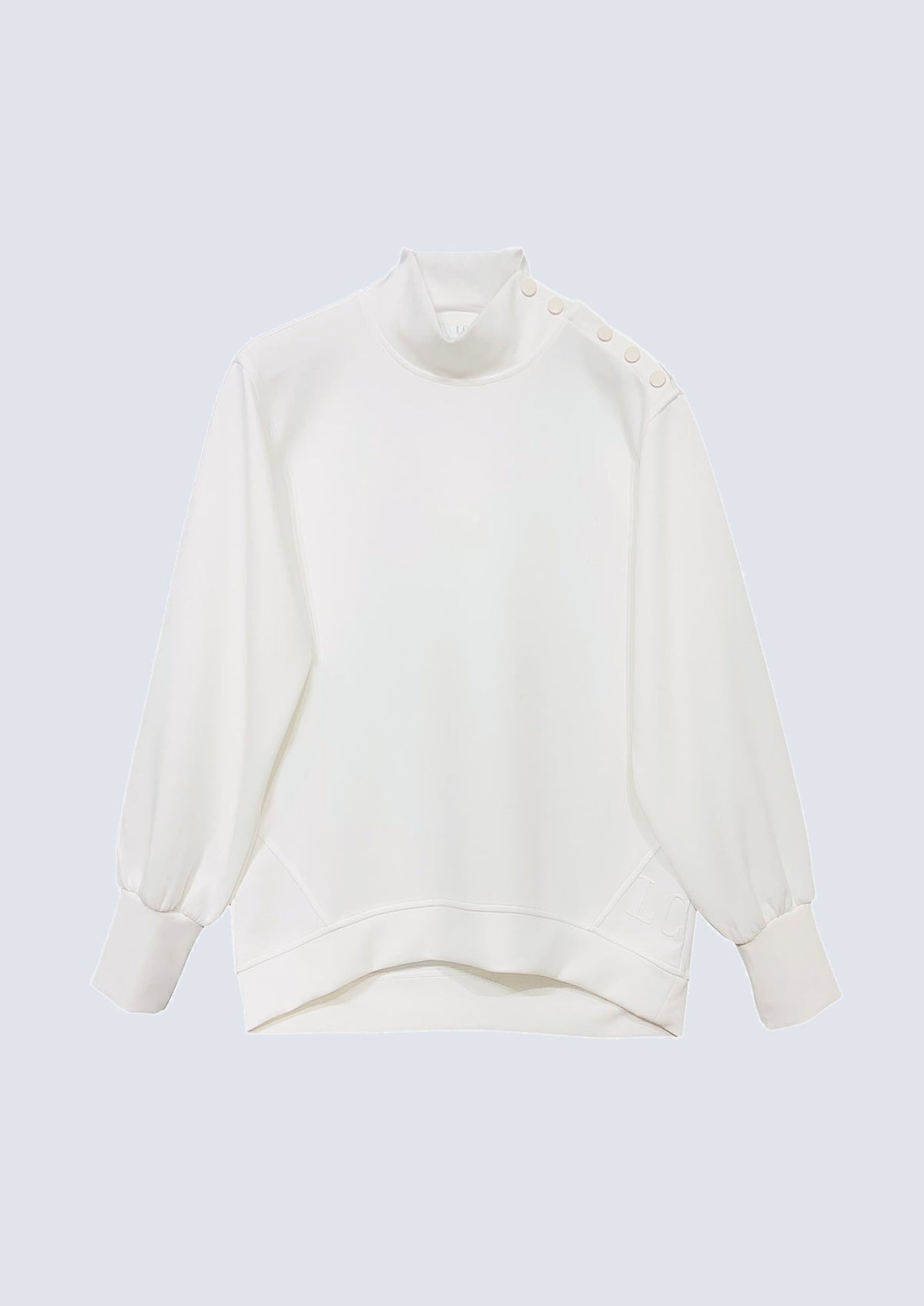 Sweatshirt aus Modal‑Mix mit Stehkragen und Schulterknöpfen – 40400