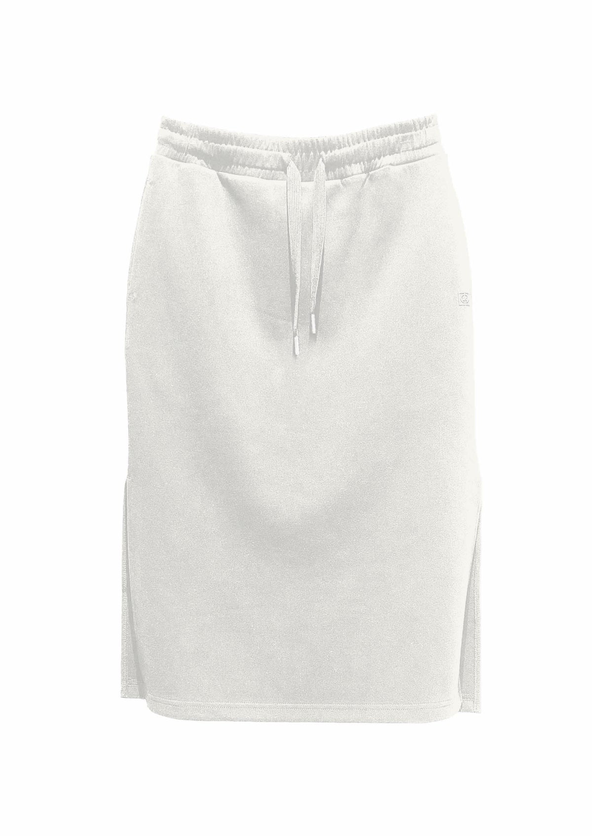 Sweat-Rock aus Baumwoll-Mix mit Tunnelzug und Seitenschlitzen in off white