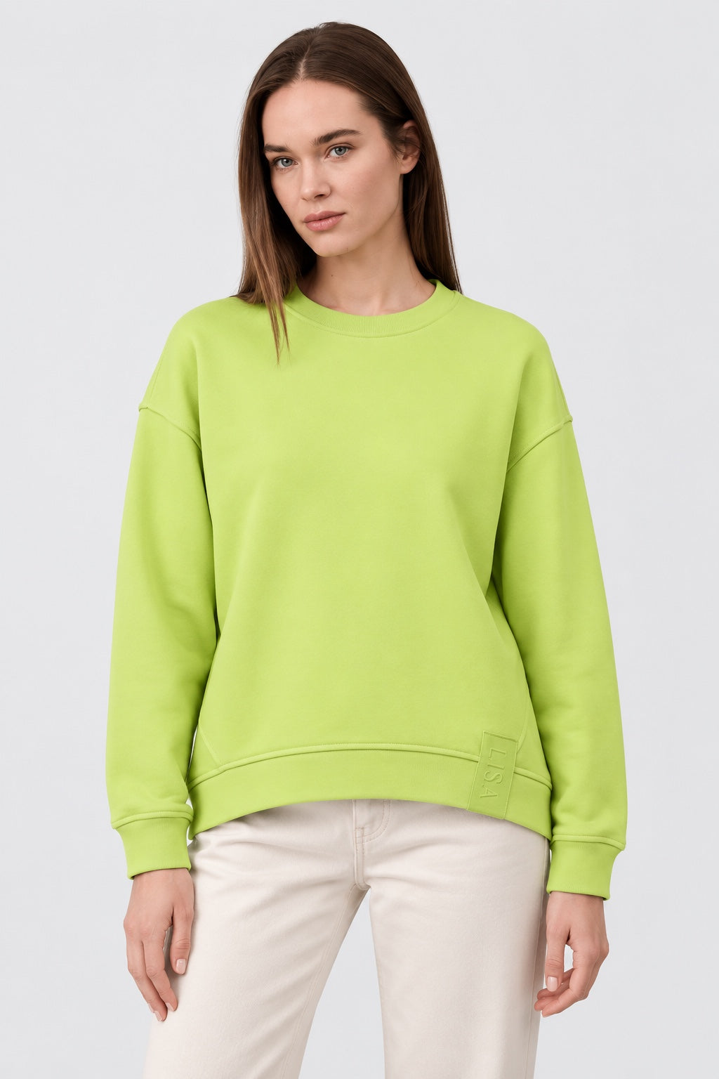 Oversize-Sweatshirt aus Baumwoll-Mix mit Rückenprint in green glow