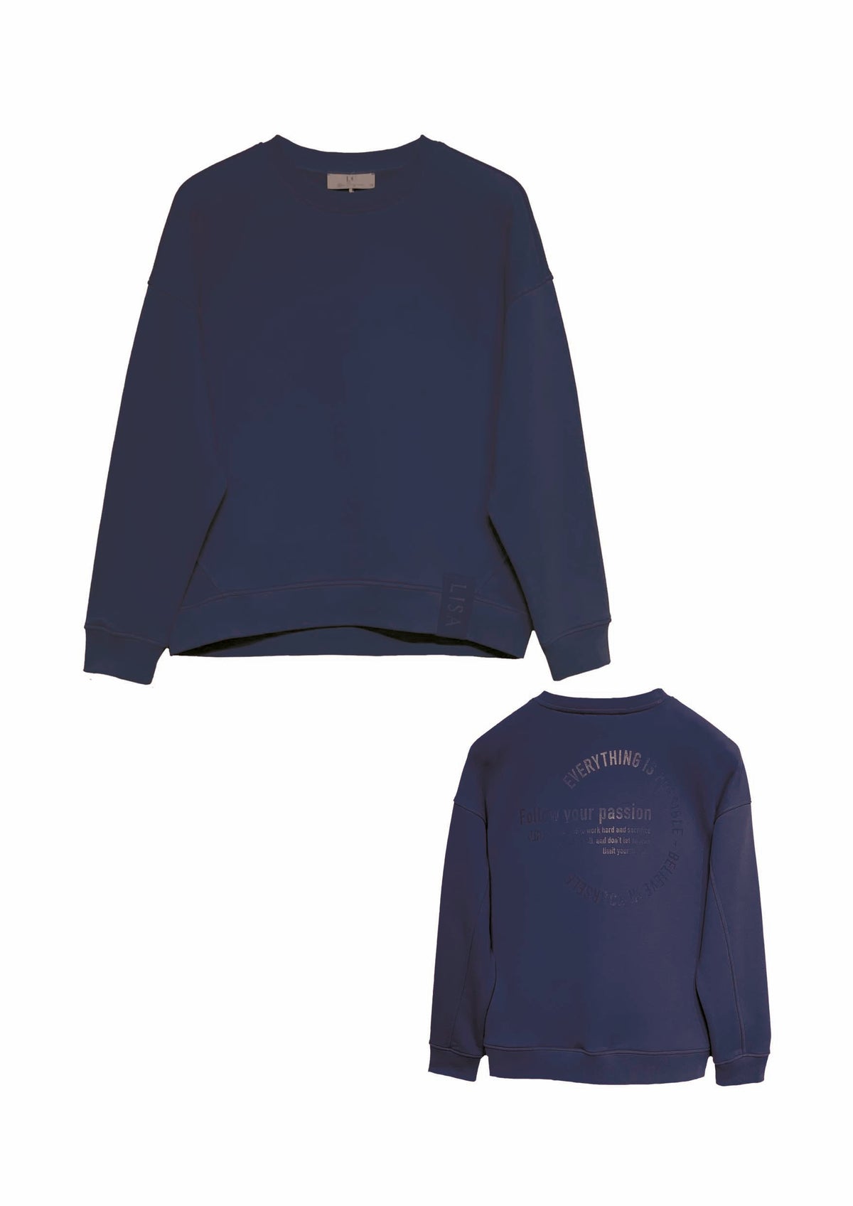 Oversize-Sweatshirt aus Baumwoll-Mix mit Rückenprint in navy