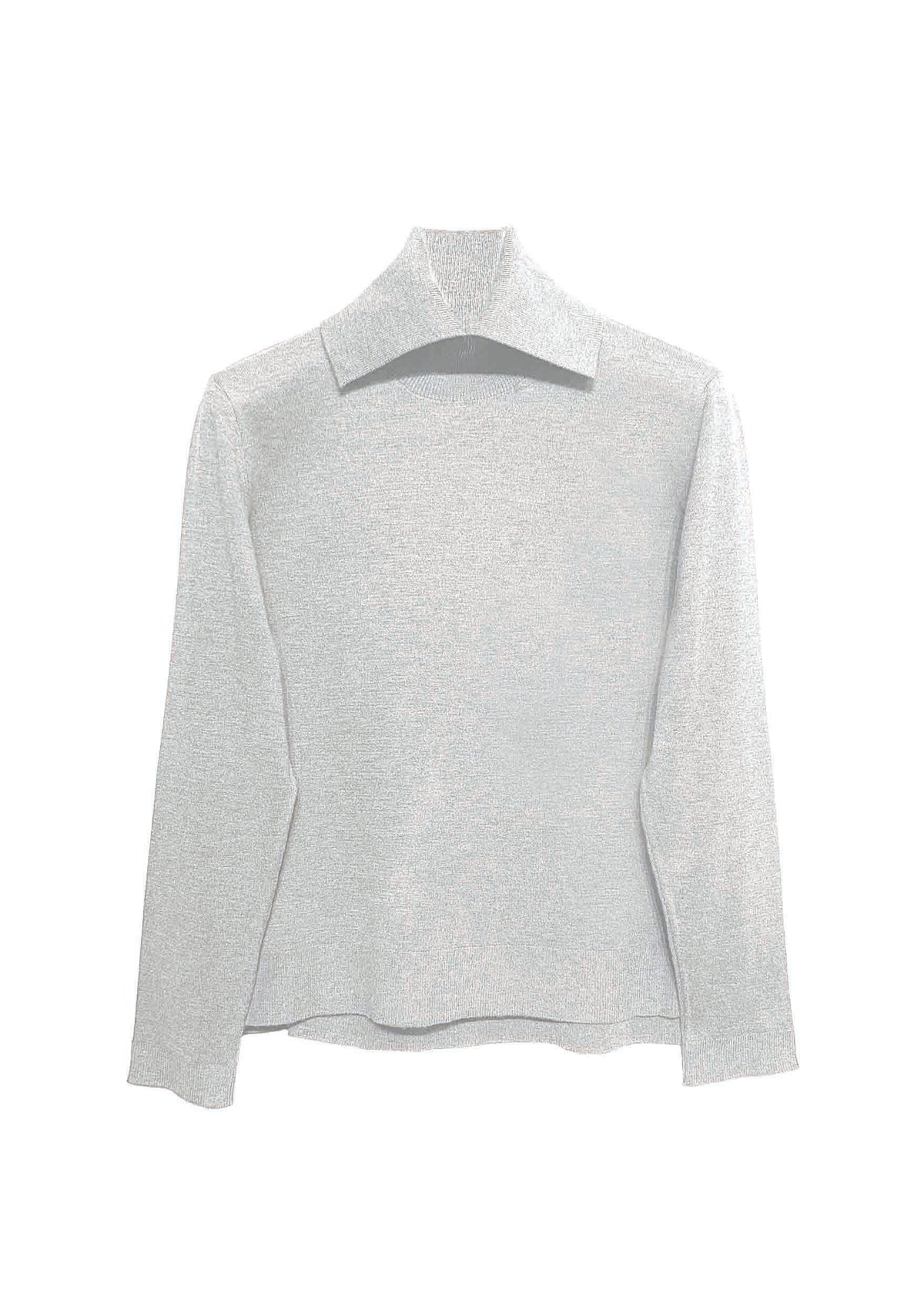 Strickpullover mit Rollkragen und Hemdkragen‑Detail in off white