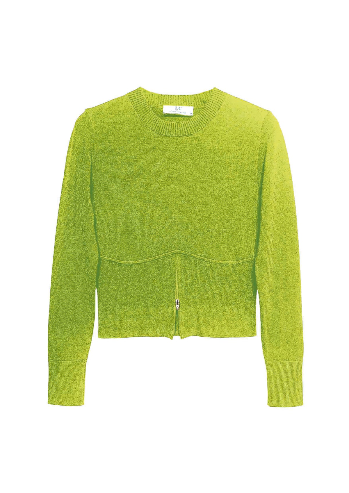 Feinstrick‑Pullover aus Viskose‑Polyamid‑Mix mit Reißverschlussdetail in green glow