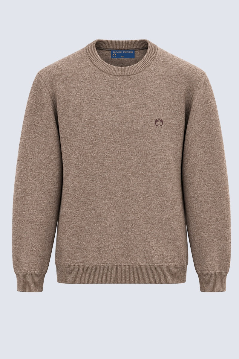Kaschmir‑Pullover mit Rundhalsausschnitt in brown mel