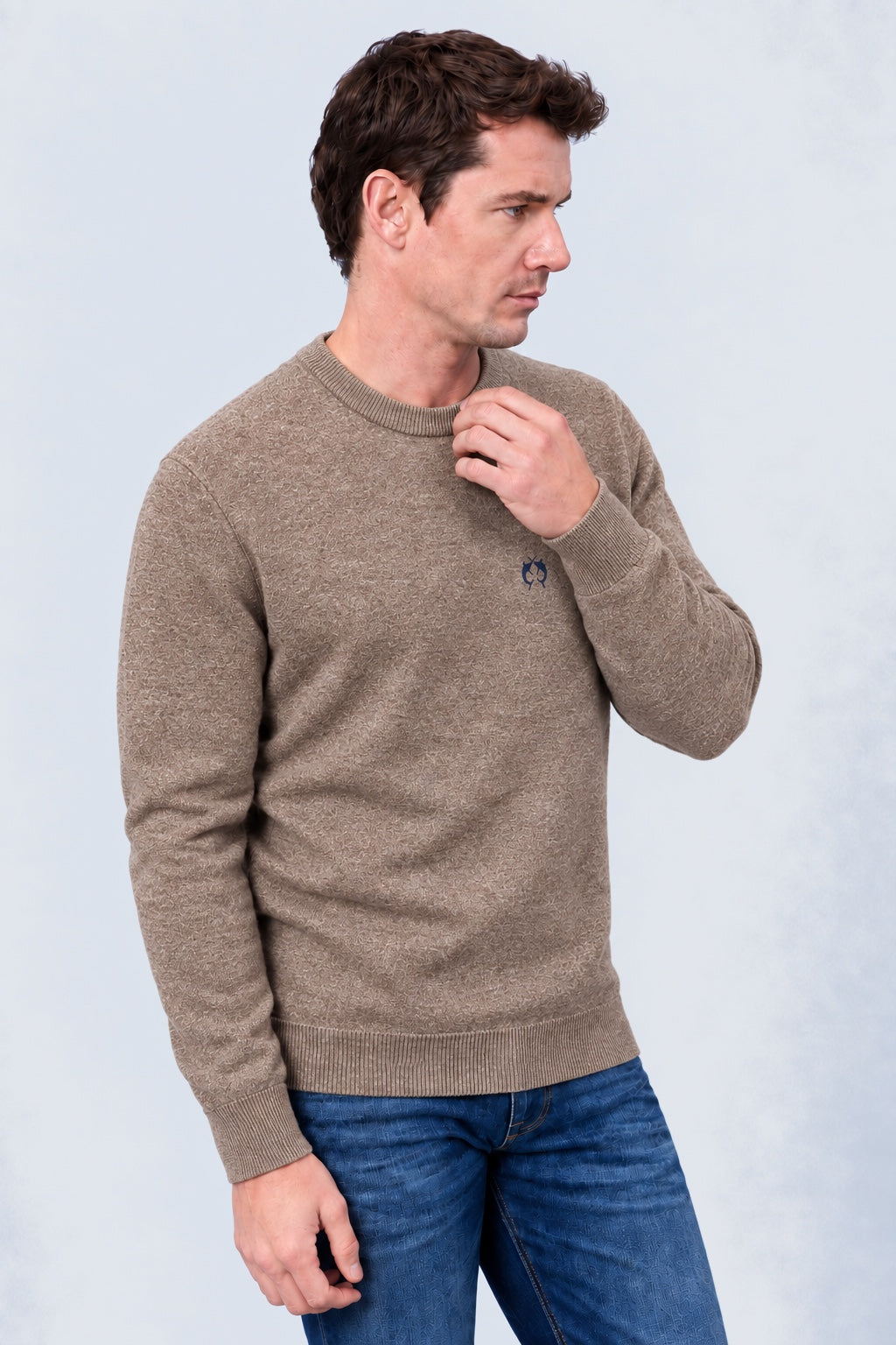 Kaschmir‑Pullover mit Rundhalsausschnitt in brown mel, Ansicht 2