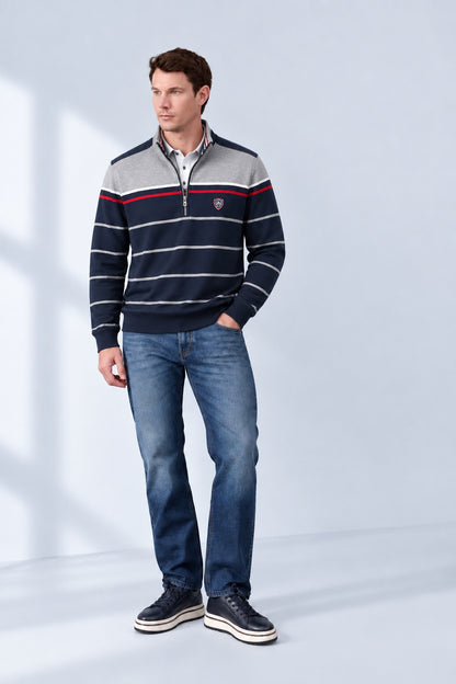 Sweat-Troyer aus Baumwoll-Mix mit maritimen Streifen in navy combi 1