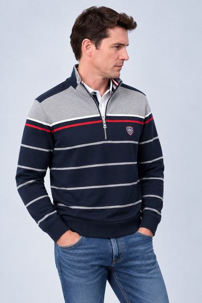 Sweat-Troyer aus Baumwoll-Mix mit maritimen Streifen in navy combi 1, Ansicht 2