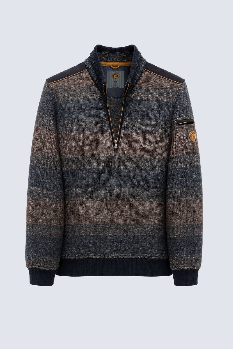 Sweatshirt mit Stehkragen und Farbverlauf‑Strukturdesign in camel combi 1