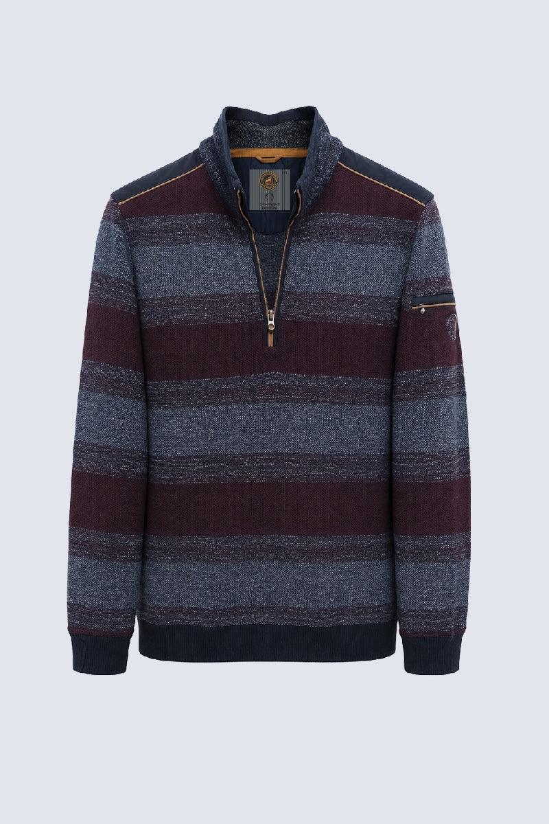 Sweatshirt mit Stehkragen und Farbverlauf‑Strukturdesign in bordo combi 1