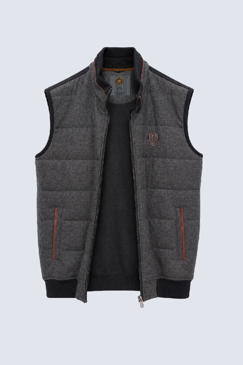 Bodywarmer aus Baumwoll‑Polyester‑Mix mit Stehkragen in anthra combi 1