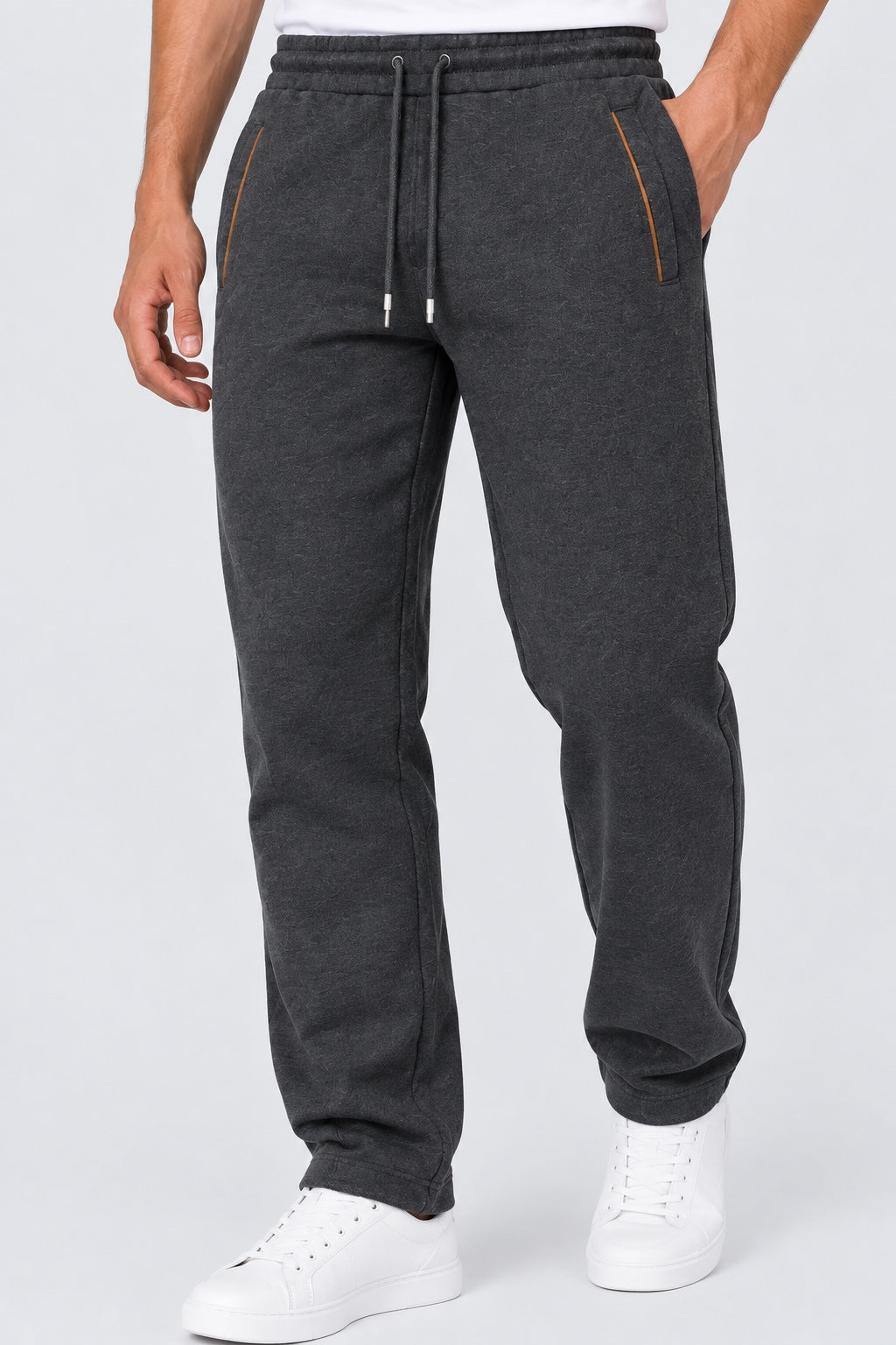 Sweat‑Hose aus Baumwoll‑Polyester‑Mix mit Tunnelzugbund in anthra mel., Ansicht 2