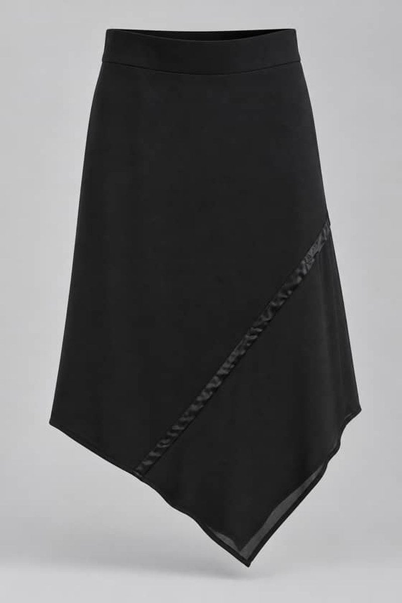 Rock aus Baumwolle mit asymmetrischem Chiffon-Layer in Schwarz