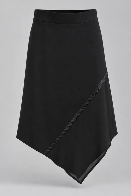 Rock aus Baumwolle mit asymmetrischem Chiffon-Layer in Schwarz